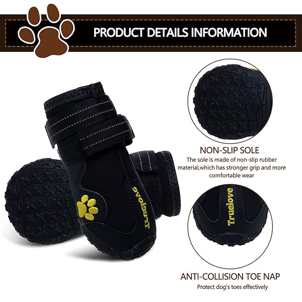 Expawlorer Dog Shoes for Small Dogs Waterproof Anti-Slip Booties for Hot Pavement Hiking and All Weather Protection Black - Image 6