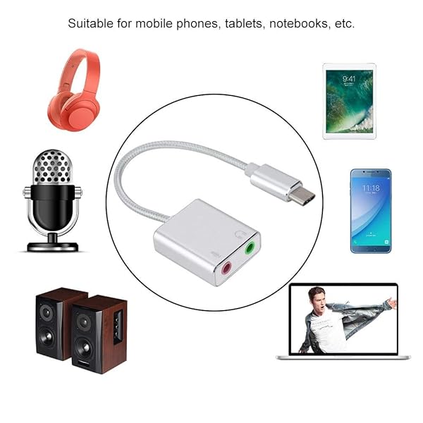 Aluminum Alloy Type C External Sound Card: 3.5mm Audio Adapter for Mobile & PC Live Recording - Image 6