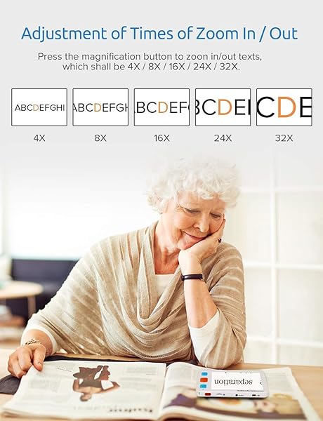 Eyoyo 5-Inch Portable Digital Magnifier: 4X-32X Zoom, 17 Color Modes & Brightness Levels for Low Vision & Color Blindness - Image 6