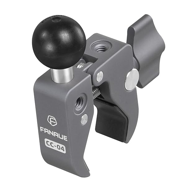 FANAUE Handlebar Base Mount Strong Rod Clamp with 1'' Ball for Rails 0.5" to 2.0" in Diameter, Compatible with RAM Mounts B Size Double Socket Arm