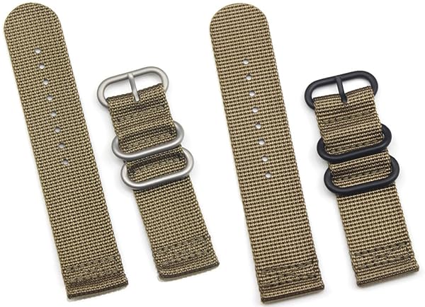 Fanmis 2 Pieces 22mm Replacement Fabric Ballistic Nylon Strap Watch Band Brown