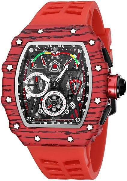 FANMIS Men's Luxury Tonneau Square Watch: Unique Analog Chronograph with Luminous Design & Rubber Band - Perfect for Sports!