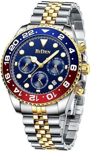 FANMIS Men's Luxury Luminous Chronograph Watch - Waterproof Stainless Steel Analog Quartz in Blue