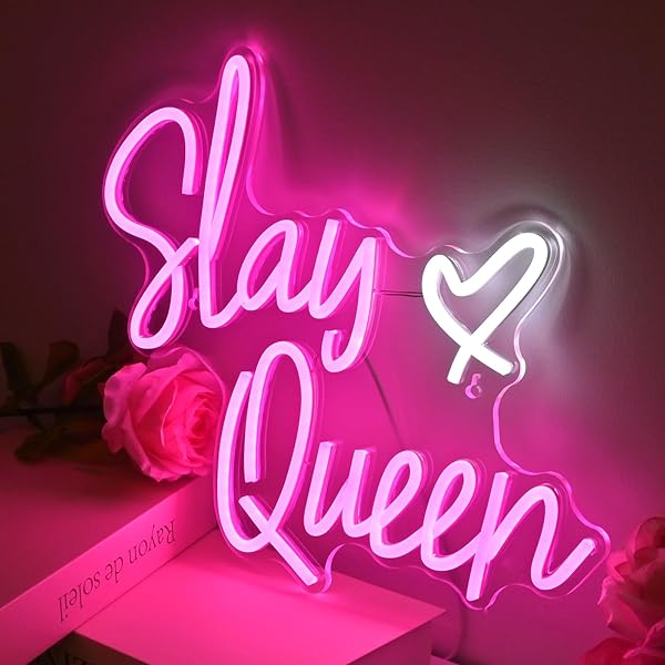 Slay Queen Neon Sign Pink White LED Light for Bedroom Wall Decor Preppy Girl Aesthetic Dorm Y2K Party Gifts - Image 4