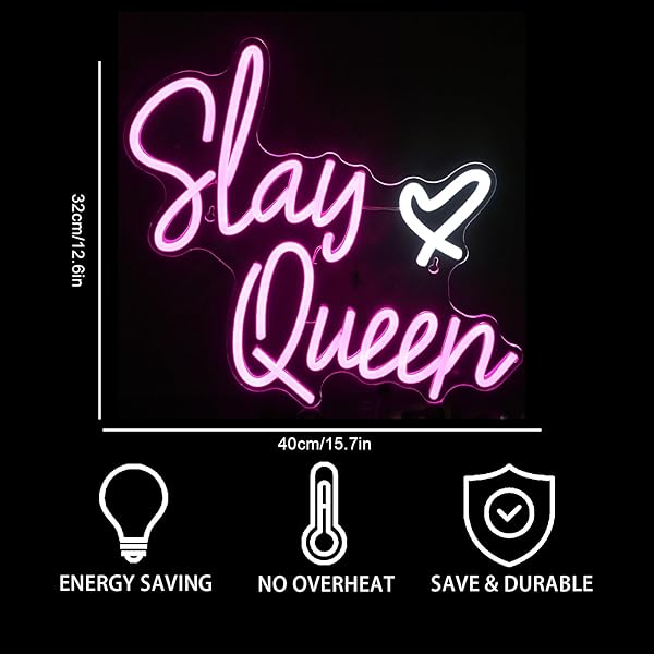 Slay Queen Neon Sign Pink White LED Light for Bedroom Wall Decor Preppy Girl Aesthetic Dorm Y2K Party Gifts - Image 5