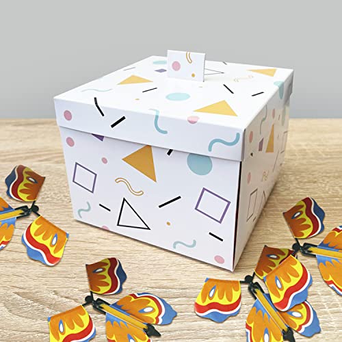 FETTIPOP DIY Butterfly Explosion Gift Box (white-yellow) DIY 7.1x5.5x4.3 inches, Surprise Flying Butterfly Box - Image 3