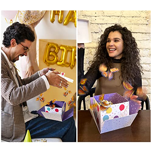 FETTIPOP DIY Butterfly Explosion Gift Box (white-yellow) DIY 7.1x5.5x4.3 inches, Surprise Flying Butterfly Box - Image 4
