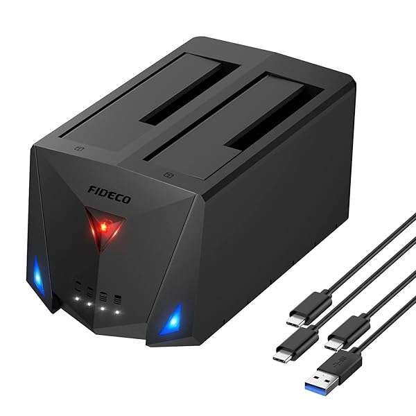 FIDECO "FIDECO USB 3.2 Gen 1 Hard Drive Docking Station: Clone & Support for 2.5/3.5" SATA HDD/SSD with UASP"