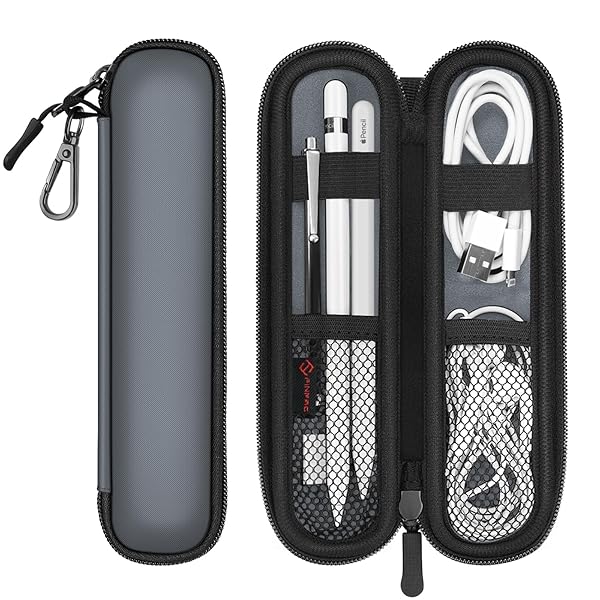 Fintie Pen Holder Case for Apple Pencil Pro and Stylus Soft Neoprene Zipper Sleeve Pouch Gray