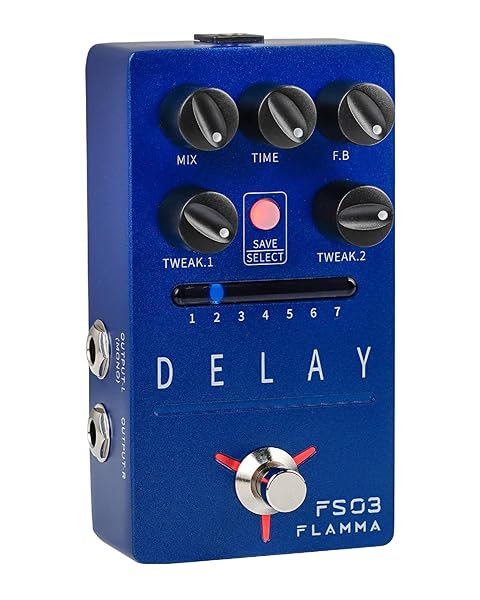 FLAMMA FS03 Guitar Delay Pedal: Stereo Digital Delay with Looper, 6 Effects, True Bypass & Tap Tempo