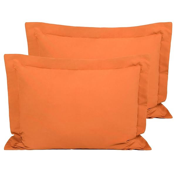 FLXXIE Microfiber Pillow Shams Set of 2 Soft Fade Resistant Envelope Closure Euro Sham Covers Orange 20x26 Inches