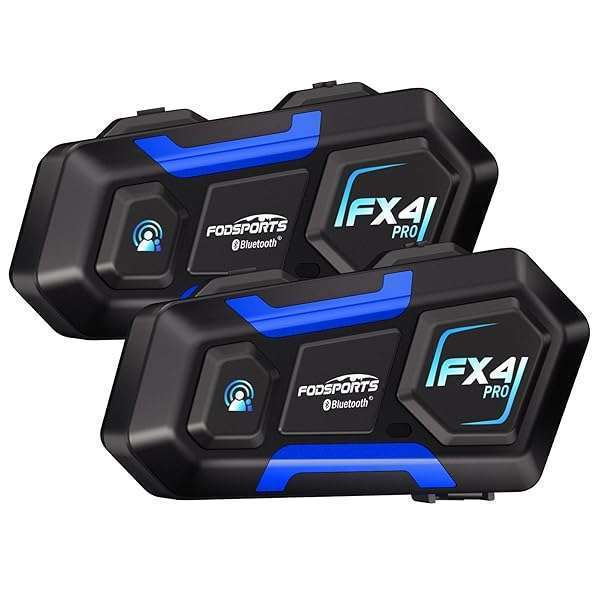 FODSPORTS FODSPORTS FX4 Pro Bluetooth Intercom for 4 Riders - Universal Helmet Communication System with FM & Dual Mics