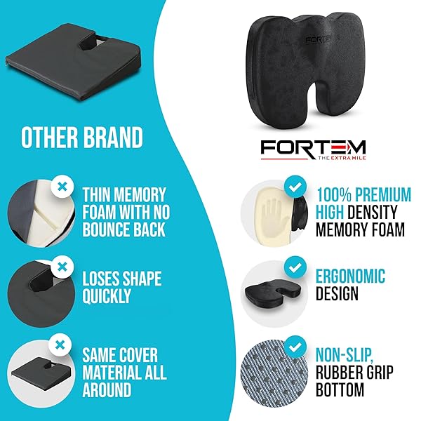 FORTEM Office Chair Cushion and Back Support Memory Foam Lumbar Pillow Non Slip for Gaming Car Seat Chair Pad - Image 9