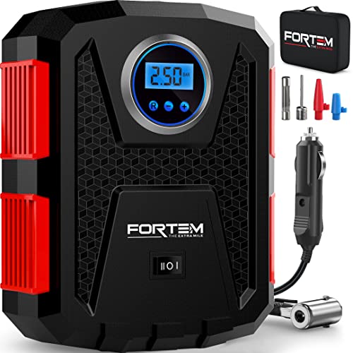 FORTEM THE EXTRA MILE Digital Tire Inflator Portable Air Compressor with Pressure Gauge Easy to Store Auto Shut Off 12V DC Bonus Carrying Case - Image 2