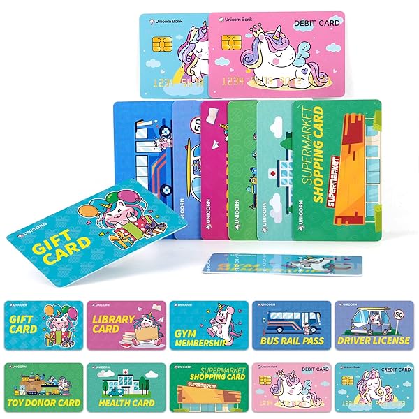 Unicorn Play Credit Cards for Kids 10pcs Pretend Debit Cards for Girls Fun and Safe Fake Credit Cards - Image 3