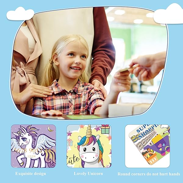 Fake Credit Cards for Kids 10pcs Unicorn Play Credit Cards Pretend Debit and Membership Cards Set - Image 7