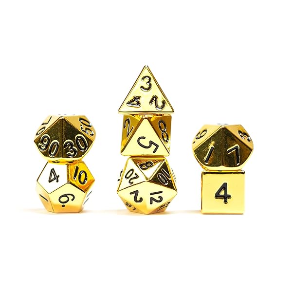 FanRoll 16mm Metal Polyhedral DND Dice Set Gold for Role Playing Game and Dungeons and Dragons