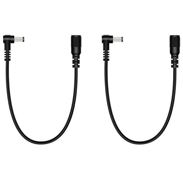 Fancasee 2 Pack 5.5mm x 2.5mm DC Power Extension Cable Right Angle Male to Female for IP Camera CCTV Security LED