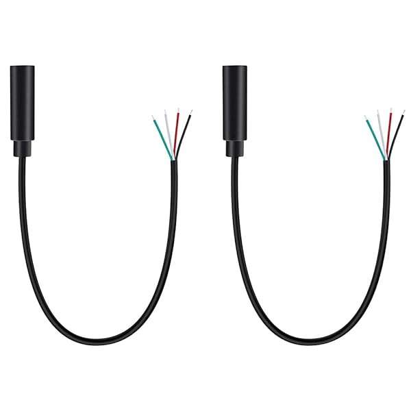 Fancasee 2 Pack 3.5mm TRRS Female Jack to Bare Wire Audio Cable for Headphones & Microphones - Easy Repair Solution