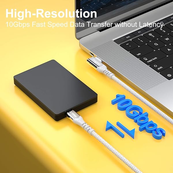 Fasgear 100W USB C to Type C 90 Degree Cable 3ft 10Gbps Data 5A Power Delivery Compatible for Link VR Headset PD Docking Station MacBook Grey - Image 3