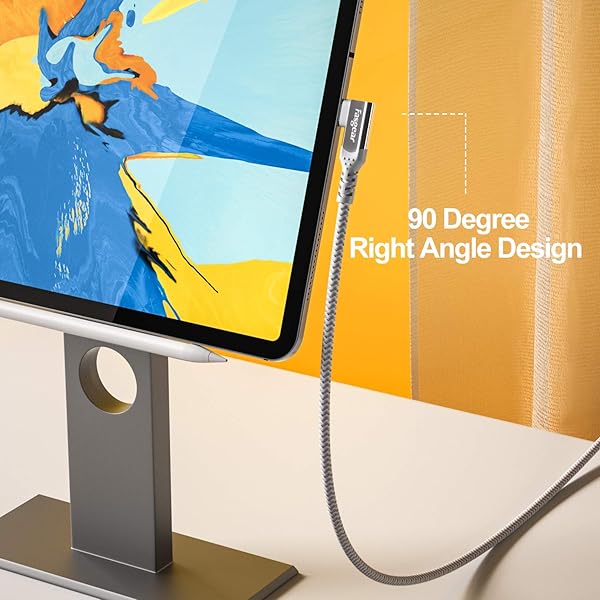 Fasgear 100W USB C to Type C 90 Degree Cable 3ft 10Gbps Data 5A Power Delivery Compatible for Link VR Headset PD Docking Station MacBook Grey - Image 5