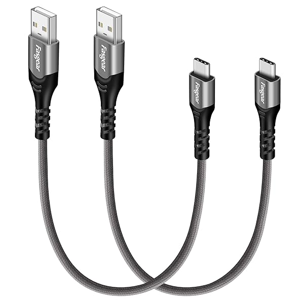 Fasgear 1ft USB C Cables 2 Pack - Fast Charging Braided Charger for Galaxy S24/S23/S22 & More