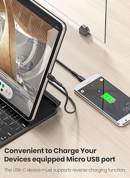 Fasgear Short USB C to Micro USB Cable 1ft 30cm - 1 Pack USB 2.0 Type C to Micro USB Cable Support Data Sync and Charging Compatible with MacBook - Image 4