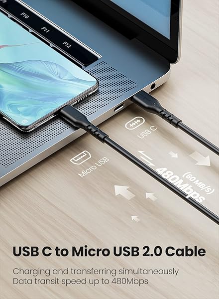 Fasgear Short USB C to Micro USB Cable 1ft 30cm - 1 Pack USB 2.0 Type C to Micro USB Cable Support Data Sync and Charging Compatible with MacBook - Image 5