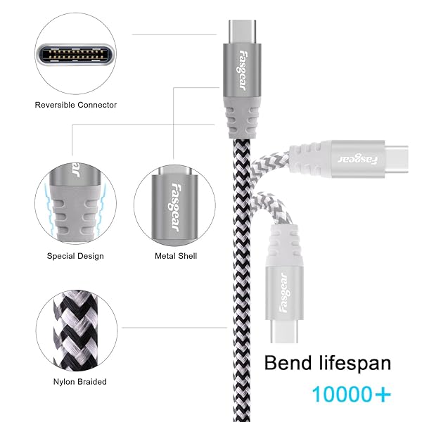 Fasgear USB C to Micro 3.0 Cable - 3ft Nylon Braided Fast Charge & Sync for Toshiba, Seagate, Galaxy S5 & More - Image 3