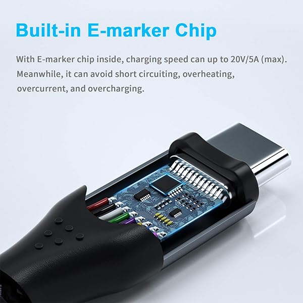 Fasgear 3ft USB C to USB C Cable - 100W Fast Charger, 10Gbps Data, E-Marker Compatible with Galaxy S10, iPad Pro, MacBook & More - Image 6