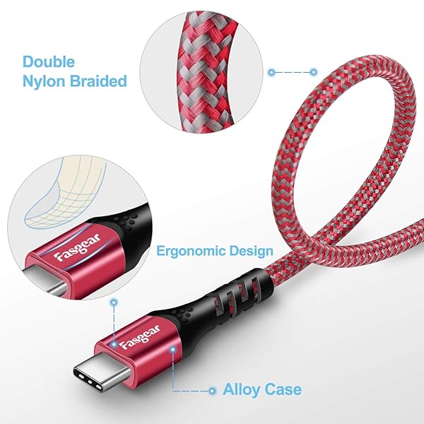 Fasgear 3ft USB C to USB C Cable - 100W Fast Charger, 10Gbps Data, E-Marker Compatible with Galaxy S10, iPad Pro, MacBook & More - Image 8