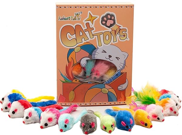 Fashion's Talk 48 Count Assorted Mice Cat Toys Furry Rattle Mouse Kitten Toy Mini Mice for Indoor Cats Interactive Play Color Varies - Image 4