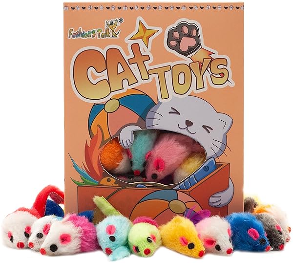 Fashion's Talk 48 Count Assorted Mice Cat Toys Furry Rattle Mouse Kitten Toy Mini Mice for Indoor Cats Interactive Play Color Varies - Image 9