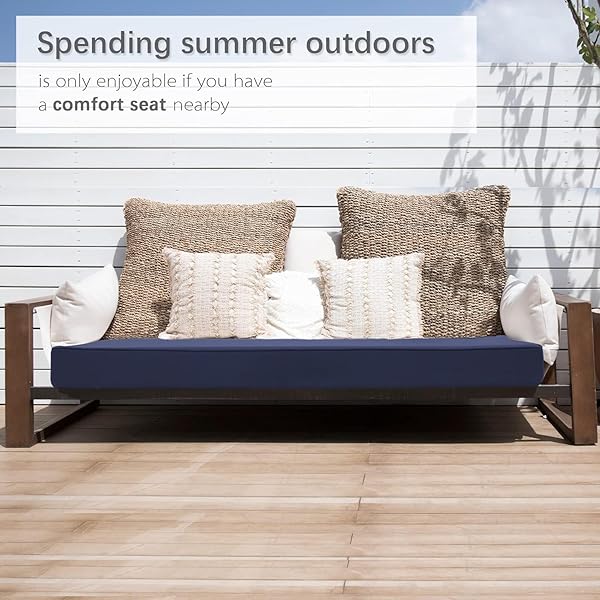 Favoyard Outdoor Bench Cushion 59x18 Inch Waterproof Patio Furniture Cushions with Adjustable Straps and Handle Blue - Image 8