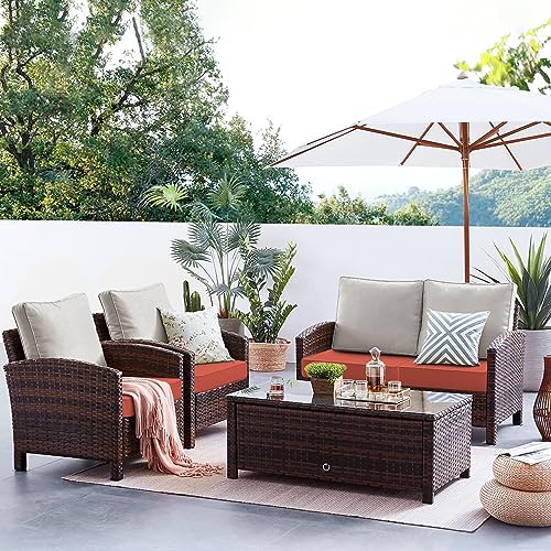 Favoyard Waterproof Patio Chair Cushions 22x22x3 Inch Set of 2 with Handle Adjustable Straps for Outdoor Furniture Spice Color Fastness - Image 3