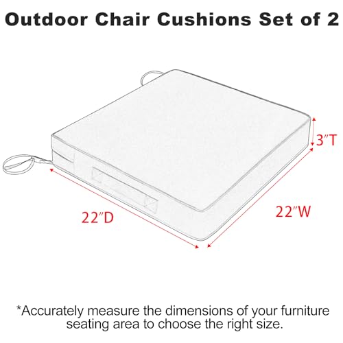 Favoyard Waterproof Patio Chair Cushions 22x22x3 Inch Set of 2 with Handle Adjustable Straps for Outdoor Furniture Spice Color Fastness - Image 4