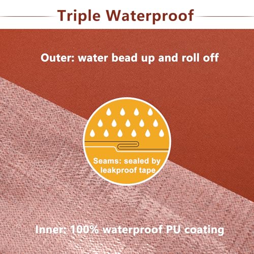 Favoyard Waterproof Patio Chair Cushions 22x22x3 Inch Set of 2 with Handle Adjustable Straps for Outdoor Furniture Spice Color Fastness - Image 5