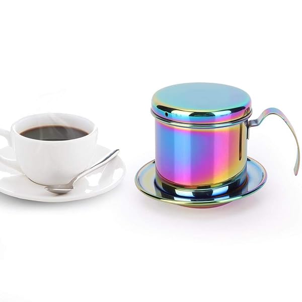 Fdit Stainless Steel Colorful Vietnamese Coffee Filter Set for Perfect Pour Over Coffee Dripper and Infuser Brewer - Image 6