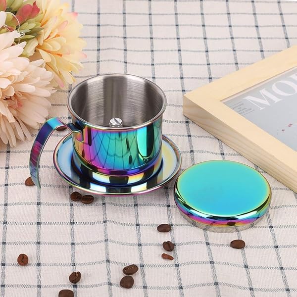 Fdit Stainless Steel Colorful Vietnamese Coffee Filter Set for Perfect Pour Over Coffee Dripper and Infuser Brewer - Image 9