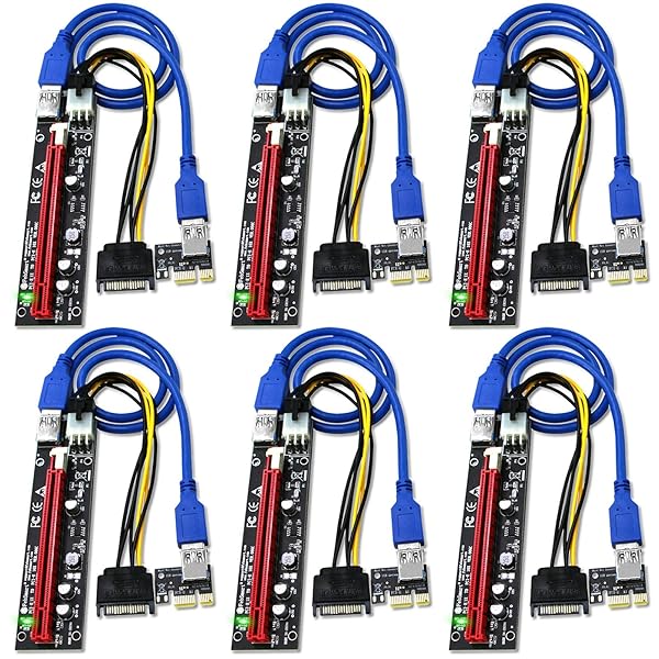 FebSmart GPU Risers for Ethereum Mining: PCIE X16 Extension Cables (6PCS) - Optimize Your ETH Mining Rig