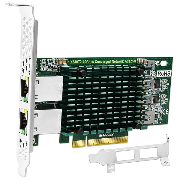 FebSmart PCIE X8 10Gbps RJ45 Network Adapter Intel X540-AT2 Dual Port PCI Express NIC Card for High-Speed Connectivity