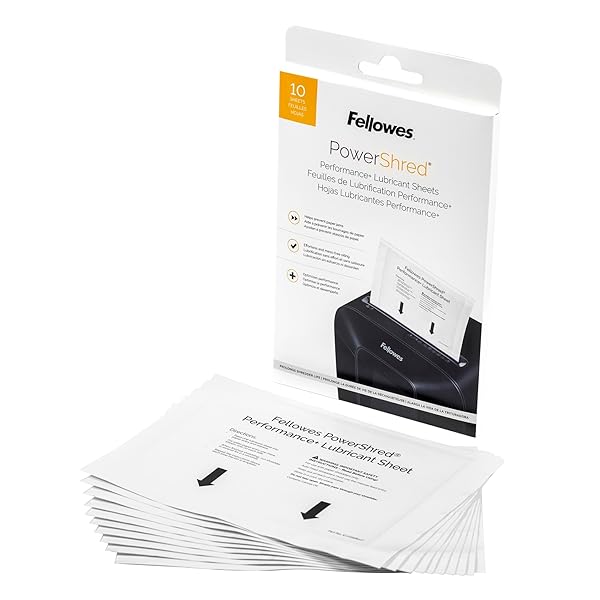 Fellowes Powershred Performance Paper Shredder Lubricant Sheets with Paper Shredder Oil Lubricant for Cross-Cut and Micro-Cut Paper Shredders, 6 x