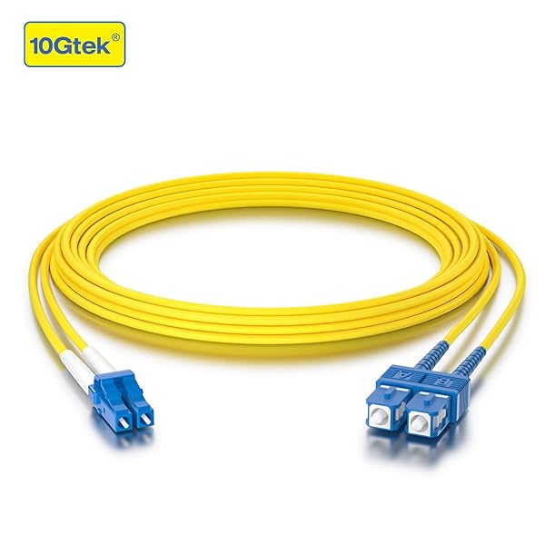 10Gtek Fiber Patch Cable - LC to SC OS2 1G 10G Singlemode Jumper Duplex 9 125 LSZH Fiber Optic Cord, Yellow, 0.2-Meter(0.6-ft) - Image 2