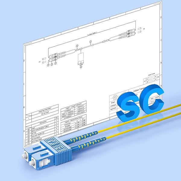 10Gtek Fiber Patch Cable - SC to SC OS2 10Gb Gigabit Singlemode Jumper Duplex 9 125 LSZH Fiber Optic Cord, Yellow, 6-Meter(19.7-ft) - Image 6