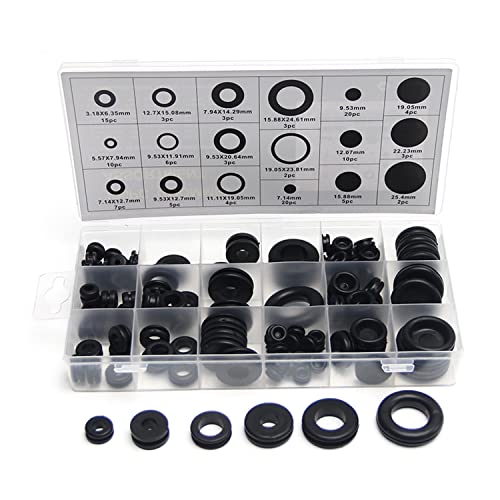 Fielect 125Pcs Rubber Grommet Assortment Kit for Automotive Plumbing PC Hardware and Piano Wiring Gaskets