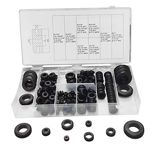 Fielect 180Pcs Rubber Grommet Assortment Kit for Automotive Plumbing PC Hardware and Piano Wiring Gaskets