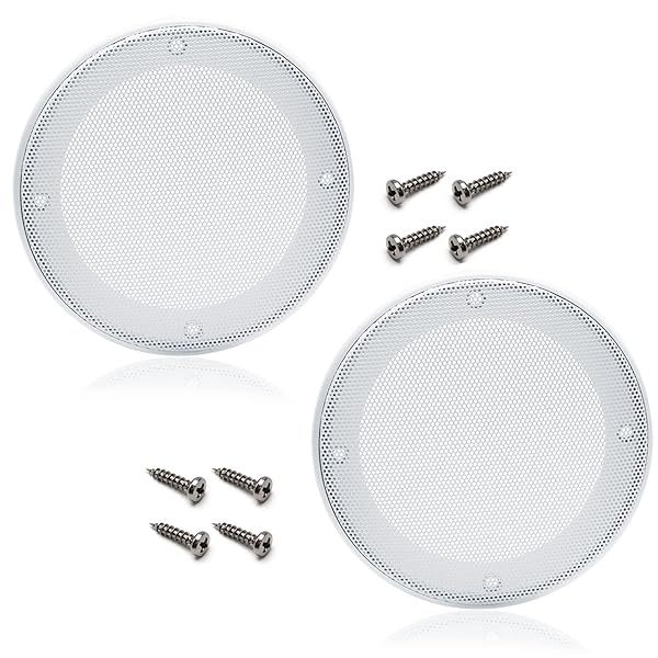 Fielect 5 Inch Speaker Grill Cover Mesh Decorative Circle Woofer Guard Protector with Screws White Audio Accessories 2 Pcs - Image 2