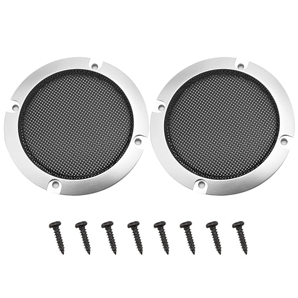 Fielect 2Pcs 3 Inch Speaker Grill Mesh Decorative Circle Woofer Guard Protector Cover Audio Accessories Metal Trim Silver with Screws