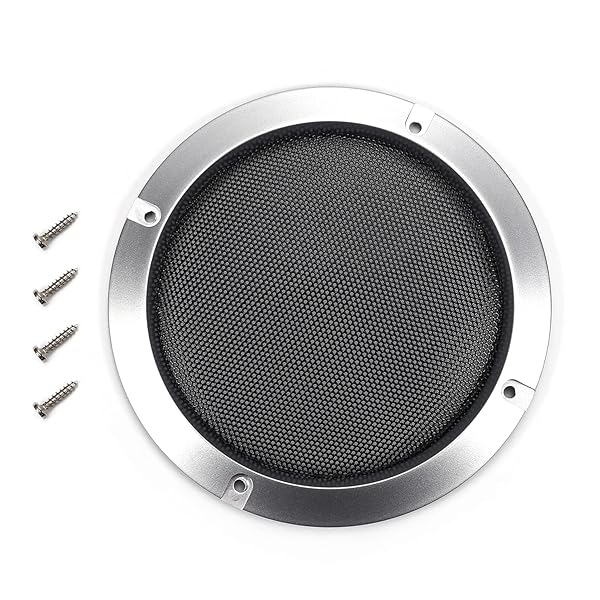 Fielect 2Pcs 5 Inch Speaker Cover Silver Metal Trim Grill Mesh Woofer Guard Protector with Screws Audio Accessories - Image 2