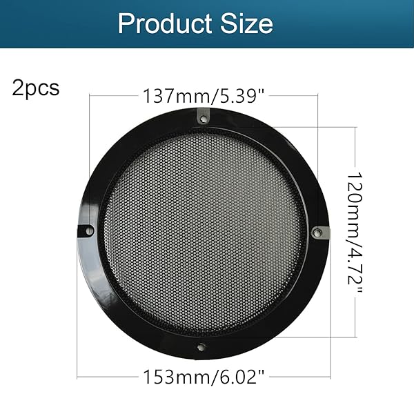 Fielect 5 Inch Speaker Grill Cover Mesh Decorative Subwoofer Guard Black Metal Trim with Screws Audio Accessories 2 Pack - Image 3